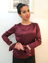 Charger l'image dans la galerie, Blusa Bordeaux in seta pura
