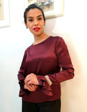 Charger l'image dans la galerie, Blusa Bordeaux in seta pura
