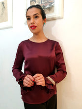 Charger l'image dans la galerie, Blusa Bordeaux in seta pura