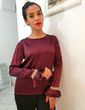 Charger l'image dans la galerie, Blusa Bordeaux in seta pura