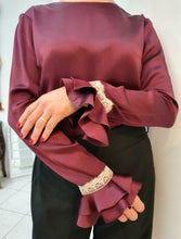 Charger l'image dans la galerie, Blusa Bordeaux in seta pura